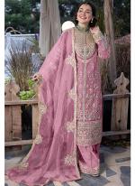 Georgette Pink Festival Wear Embroidery Work Pakistani Suit